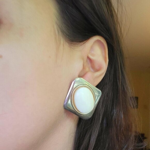 Vintage Modernist Chunky Stud Earrings - Picture 8 of 12